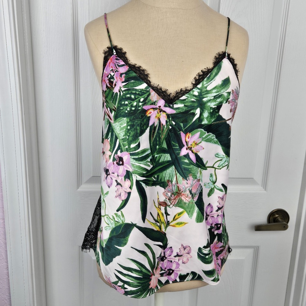 Victoria's Secret Satin Lace Back Floral Cami Camisole Top Size S Lingerie
